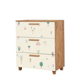 Hanah Home Leva Gravis Jungle - Cómoda Pino Atlántico y Blanco